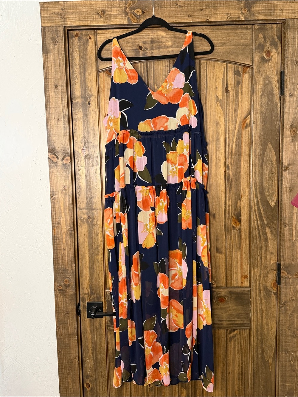 Maurices Orange, Pink & Navy Floral Print Dress